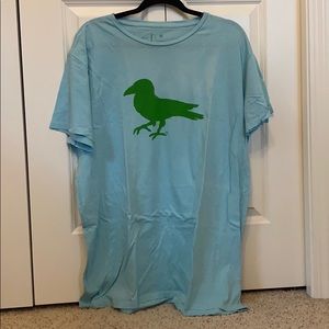 Blue Modern Amusement Shirt with Green Bird